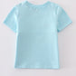 Blue fire truck police car embroidery smocked top