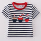 Blue stripe cake embroidery top