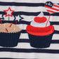 Blue stripe cake embroidery top