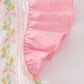Pink lemon print bow ruffle shorts set