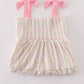 Pink lemon print bow smocked tiered mom&me dress