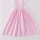 Pink stripe seersucker sailboat embroidery smocked dress