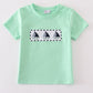 Green seersucker sailboat embroidery top