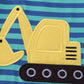 Teal stripe excavator applique top