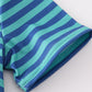 Teal stripe excavator applique top