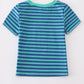 Teal stripe excavator applique top