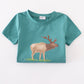 Blue deer applique top