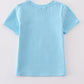 Blue fish applique top