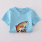 Blue fish applique top