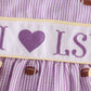 Purple stripe seersucker football I love LSU embroidery set