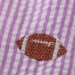 Purple stripe seersucker football I love LSU embroidery set