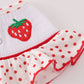 Red dot strawberry embroidery smocked bloomer set