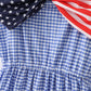Blue flag bow gingham mom dress
