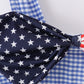 Blue flag bow gingham mom dress