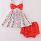 Apple print bow bloomer set