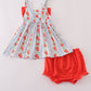 Apple print bow bloomer set