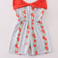 Apple print bow jumpsuit