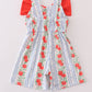 Apple print bow jumpsuit