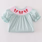 Blue bow pearl smocked dress