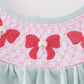 Blue bow pearl smocked ruffle shorts set