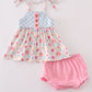 Pink floral print strap bloomer set