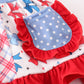 Blue bow print ruffle bloomer set