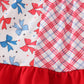Blue bow print ruffle bloomer set