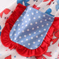 Blue bow print ruffle shorts set