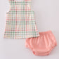 Crab embroidery plaid bloomer set