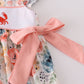 Floral crab embroidery bow ruffle dress