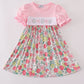 Pink floral embroidery dress