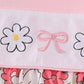 Pink floral embroidery dress