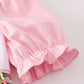 Pink floral embroidery dress