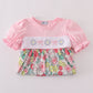 Pink floral embroidery dress