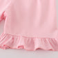 Pink whale embroidery smocked ruffle shorts set