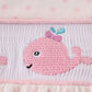 Pink whale embroidery smocked ruffle shorts set