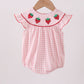 Pink strawberry embroidery gingham bubble