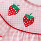 Pink strawberry embroidery gingham bubble