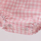 Pink strawberry embroidery gingham bubble