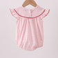 Pink strawberry embroidery gingham bubble