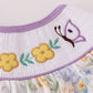 Purple floral embroidery smocked bloomer set