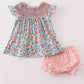 Blue floral smocked bloomer set