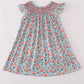 Blue floral smocked dress