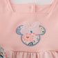 Pink floral character applique ruffle shorts set