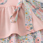 Pink floral character applique ruffle shorts set