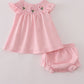 Pink floral smocked bloomer set