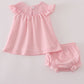 Pink floral smocked bloomer set