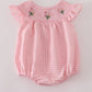 Pink floral smocked bubble