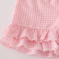 Pink floral smocked shorts set