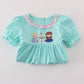 Blue character applique dress